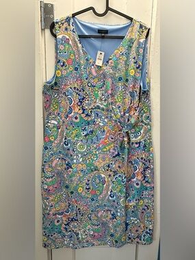 Talbots Blue Multi Paisley Sleeveless Sheath Dress